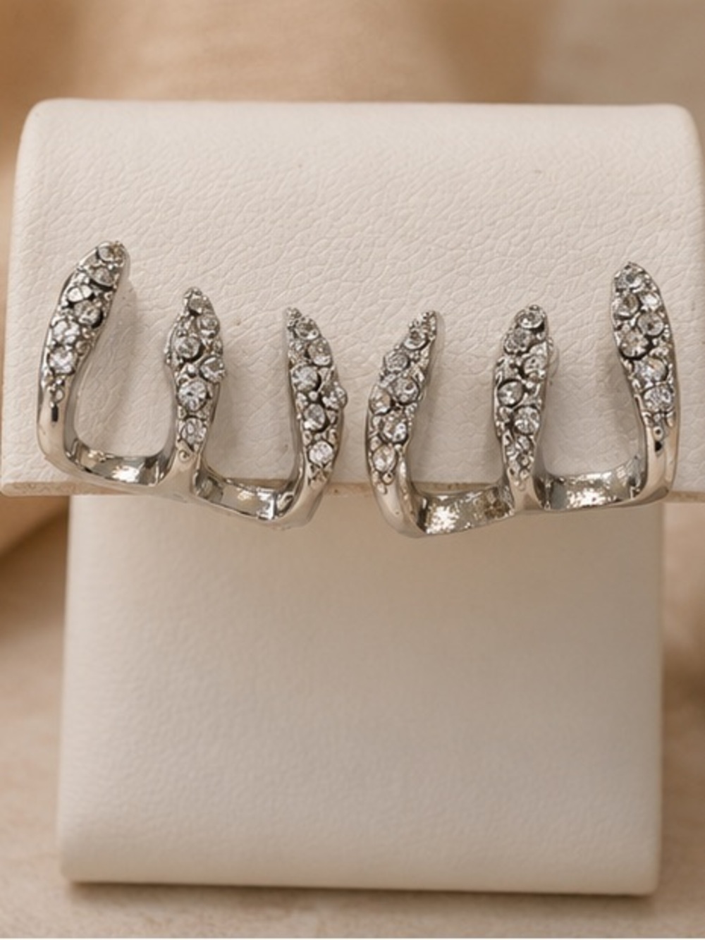 Crystal-Embellished Silver Ear Cuffs - Women Jewelry